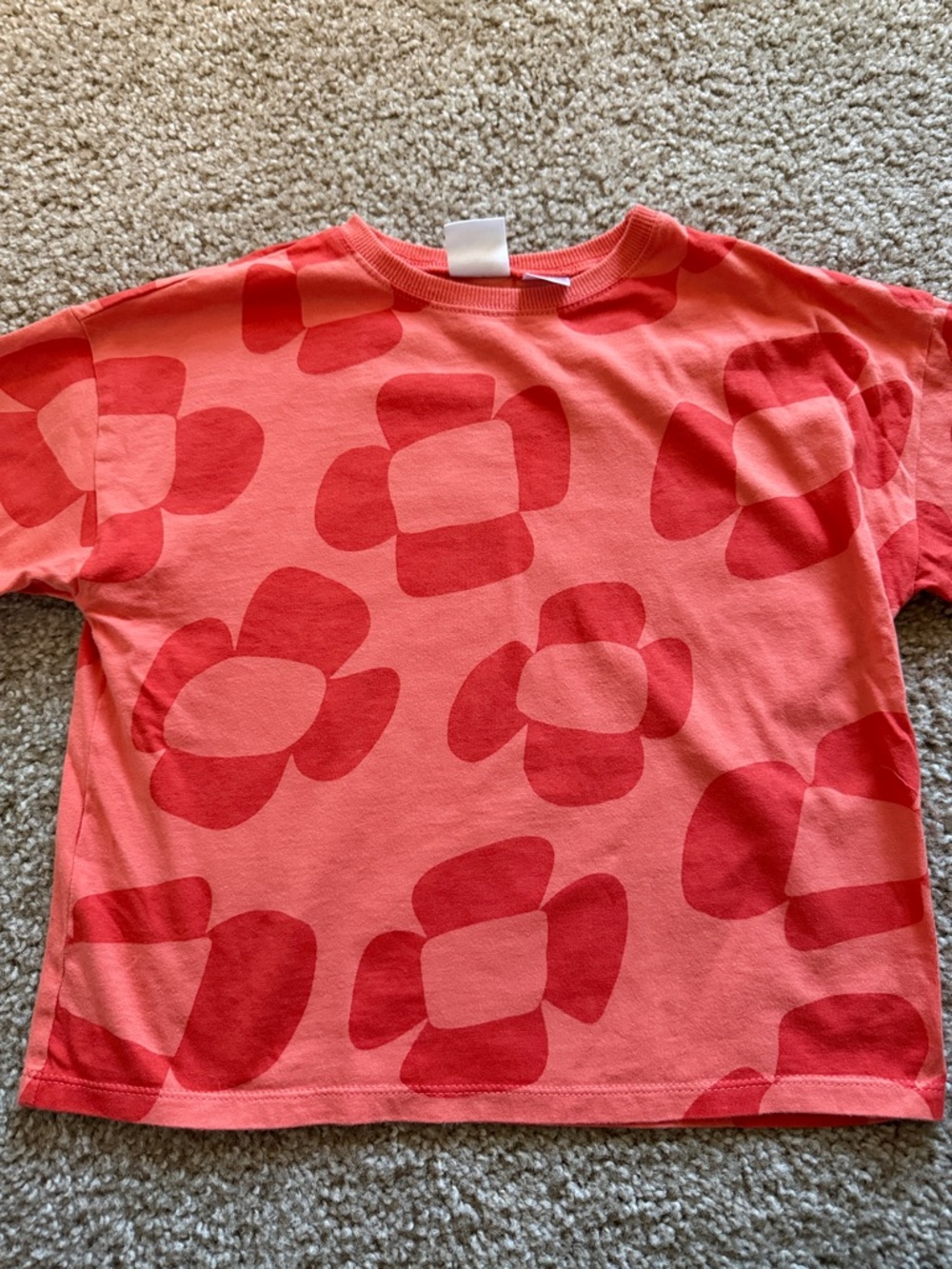 Kids Coral Pink Floral Graphic Tee